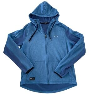 Oakley Blue Striped Performance Full Zip Hoodie Jacket Men L Athletic